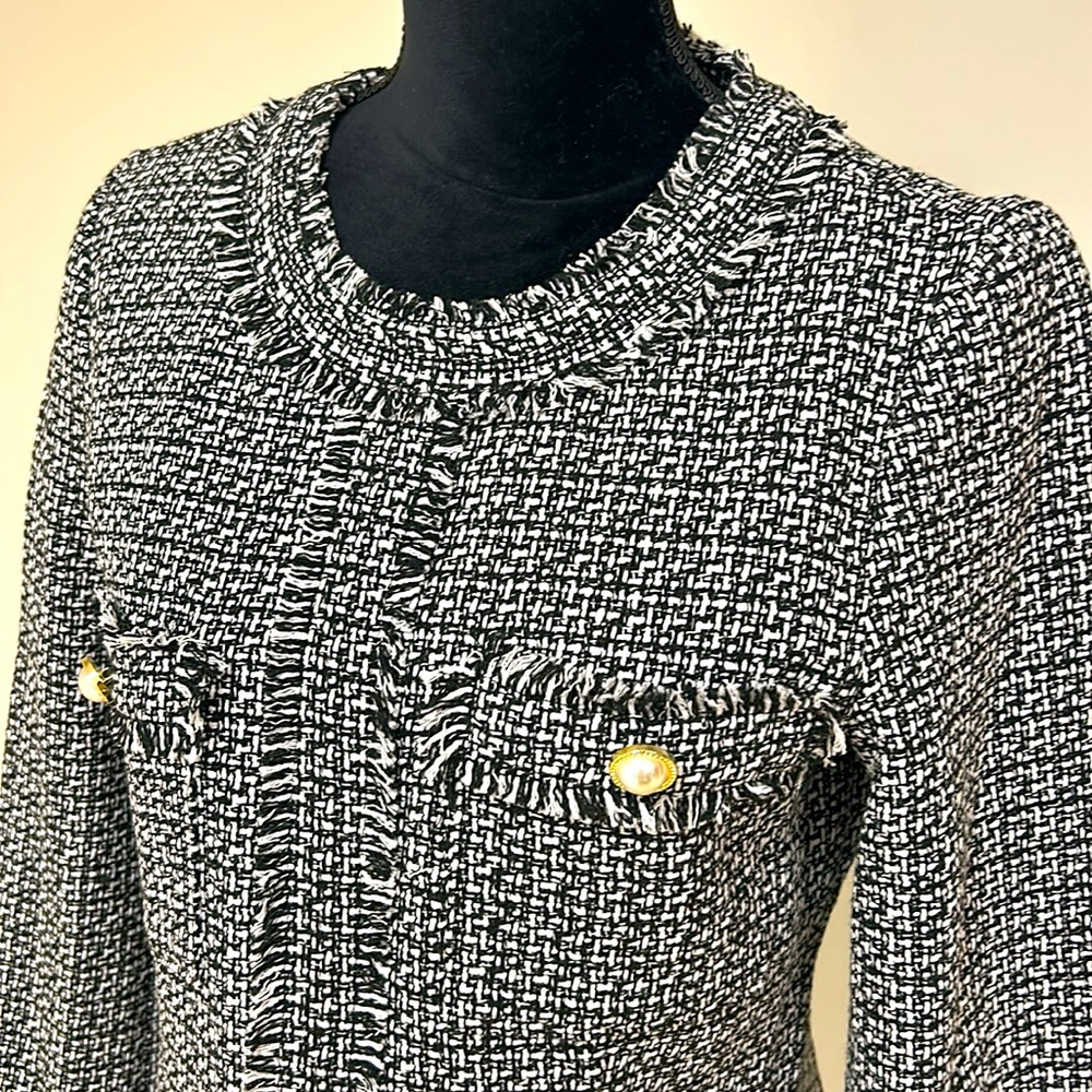 NWT Nanette Lepore Black and White Tweed Dress, Size 8 - Picture 5 of 6